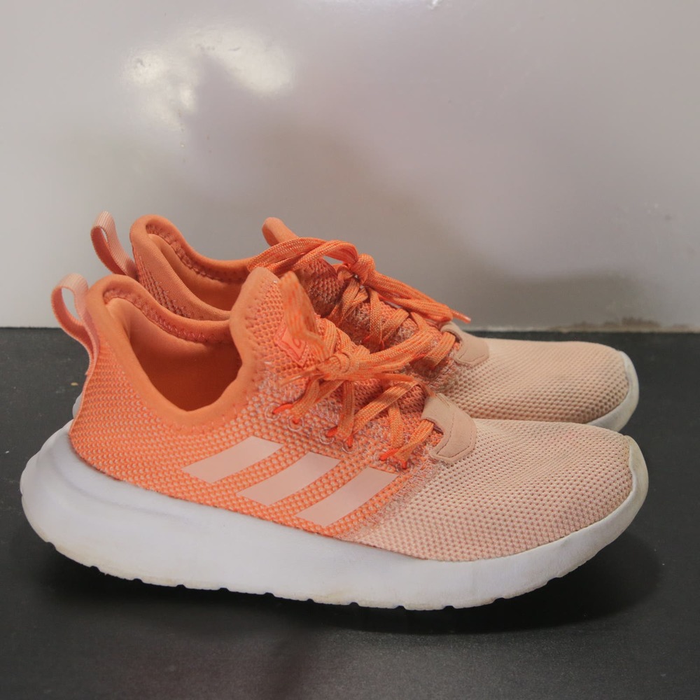 adidas Lite Racer Low Youth Sz 3.5 Girls 006690 Orange Pink Running Sneakers